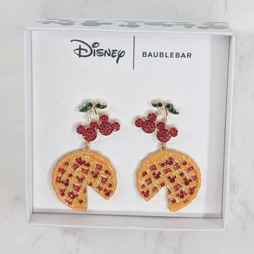 NIB Disney x Baublebar Cherry Pie Earrings Mickey Mouse Hidden Gems 2024 Fall